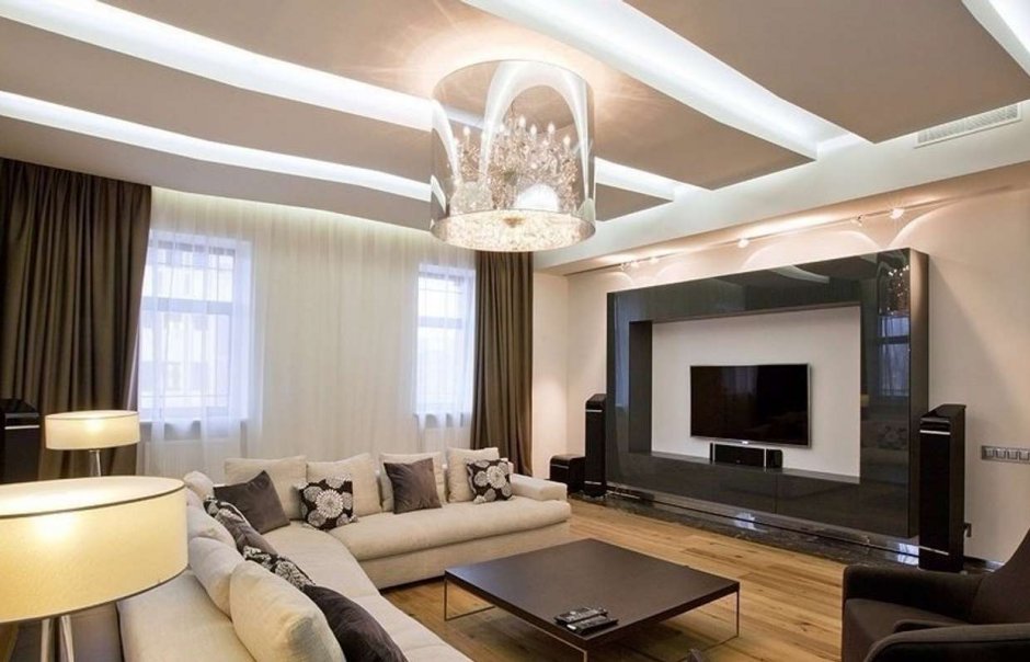 Интерьер гостиной в частном доме