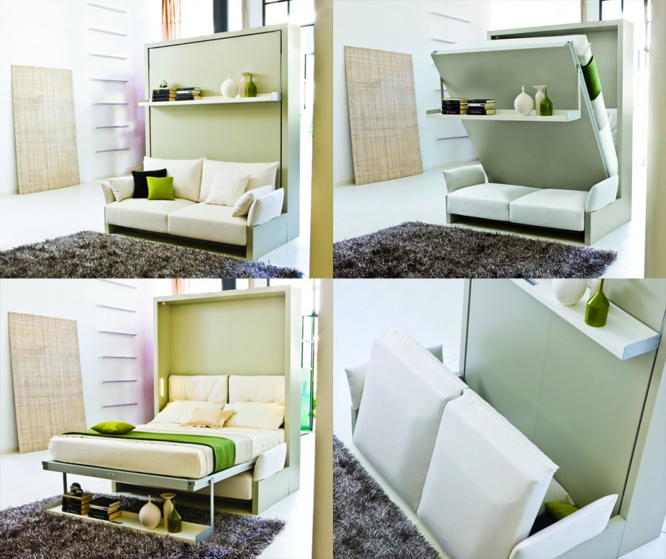 Кровать экономия пространства с диваном