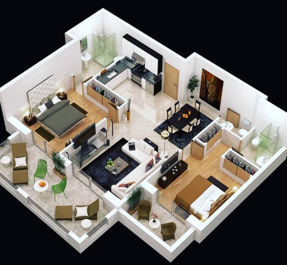 План квартиры с мебелью (51 фото)