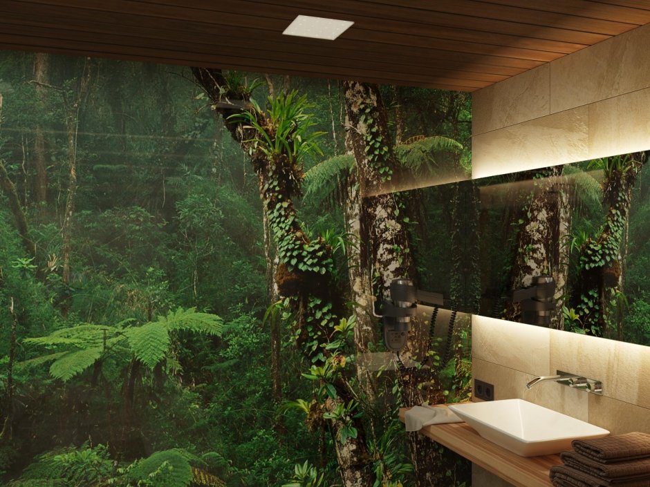 Туалетная комната в стиле джунглей