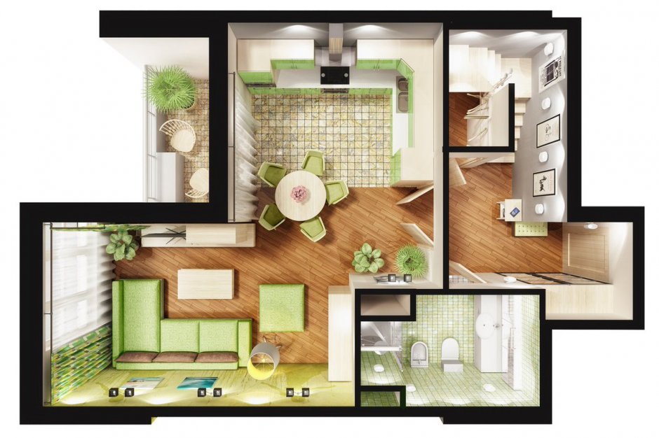 Красивая планировка трехкомнатной квартиры