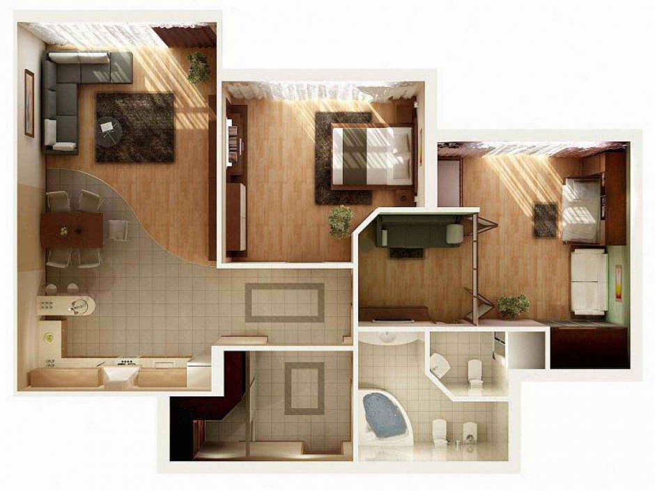 Необычные планировки трехкомнатных квартир
