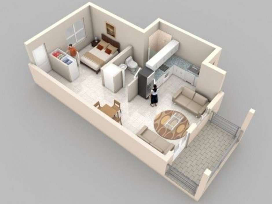 3д планировка однокомнатной квартиры