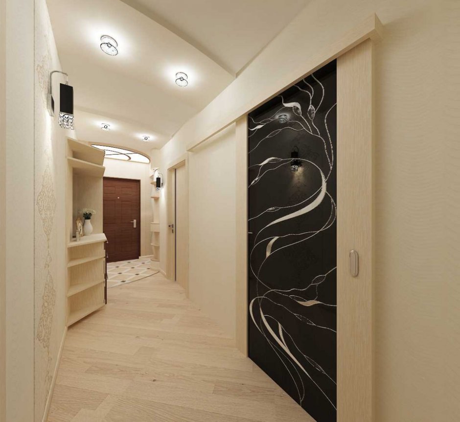Декор длинного коридора в квартире