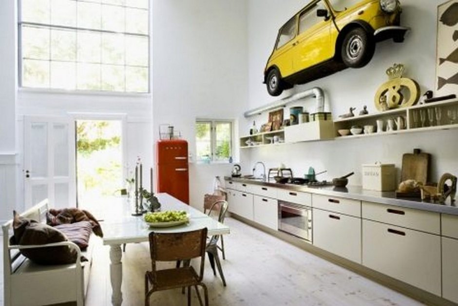 Кухня в квартире в стиле ретро машины