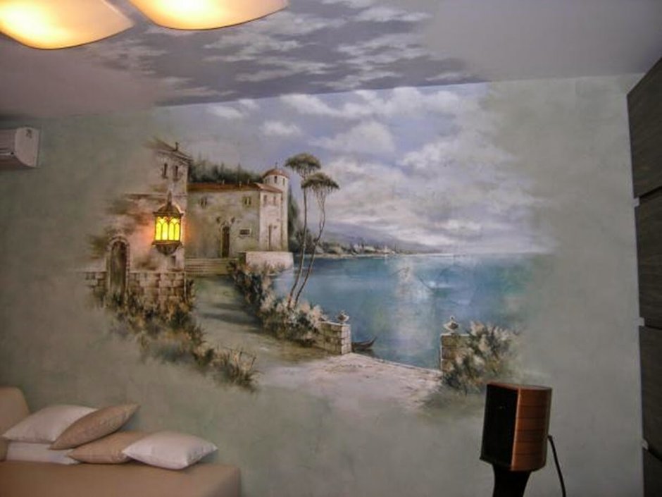 Роспись стен в квартире пейзаж