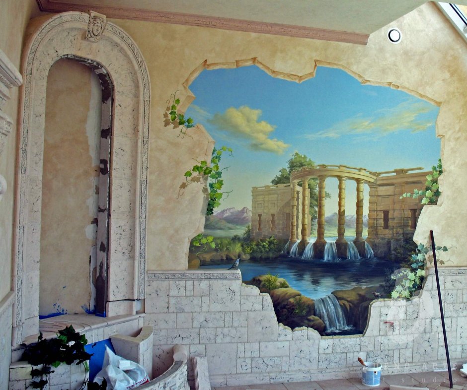 Декоративная штукатурка и фреска в интерьере