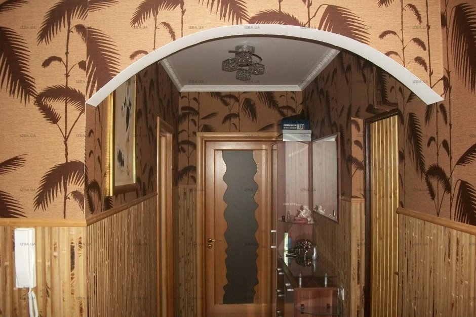 Отделка арок бамбуковым полотном