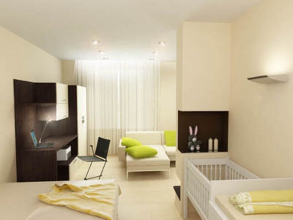 Планировка однокомнатной квартиры с детской кроваткой