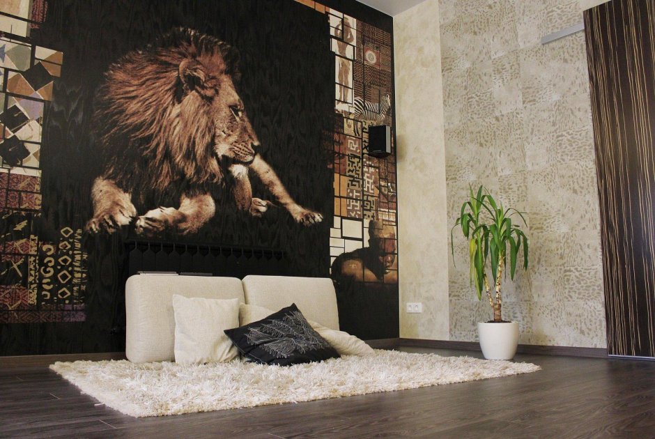 Фотообои Лев на кирпичной стене