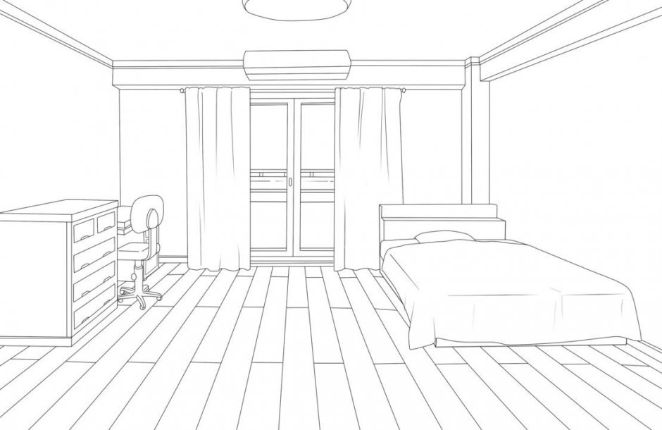 Комната спальня для рисования