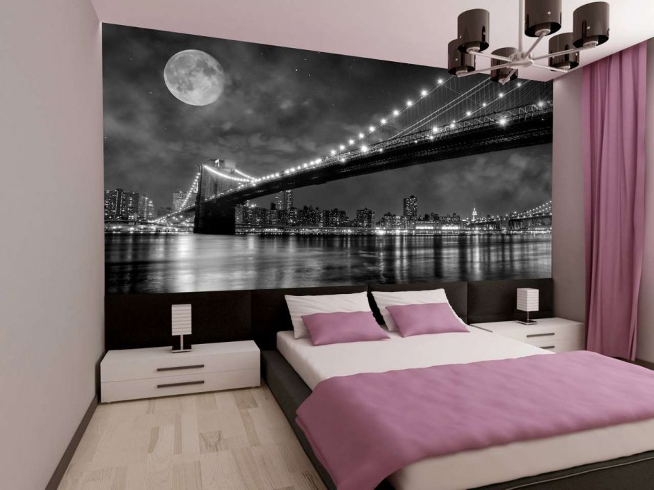 Фотообои в интерьере спальни