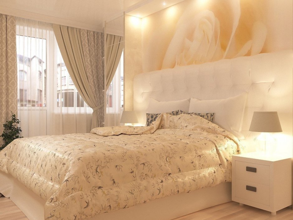 Спальня в ванильном цвете