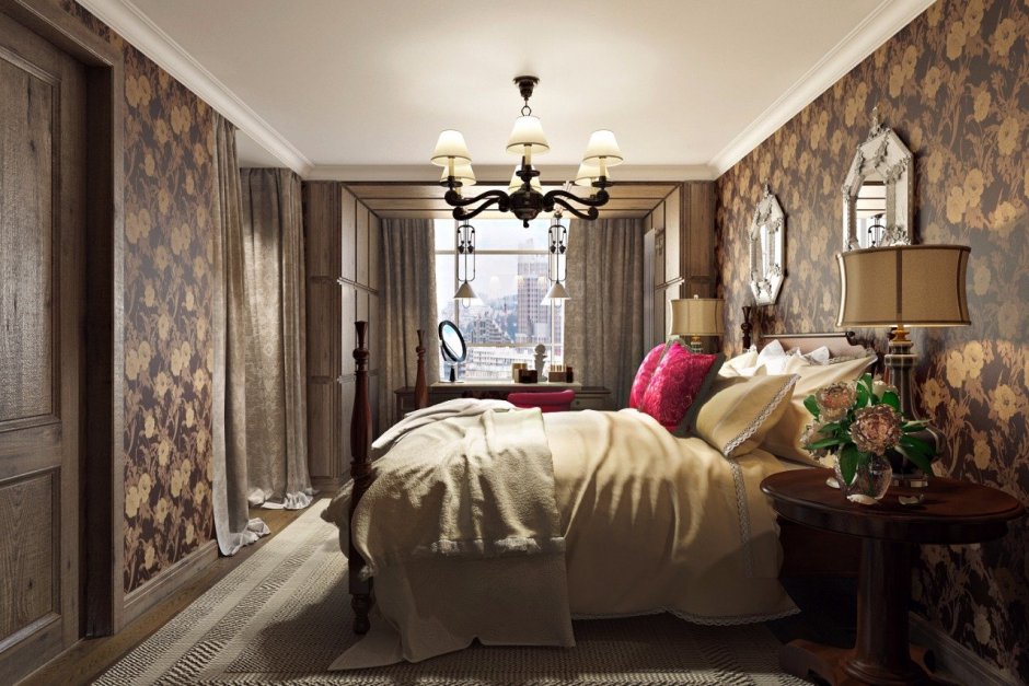 Интерьер спальни в стиле американская классика