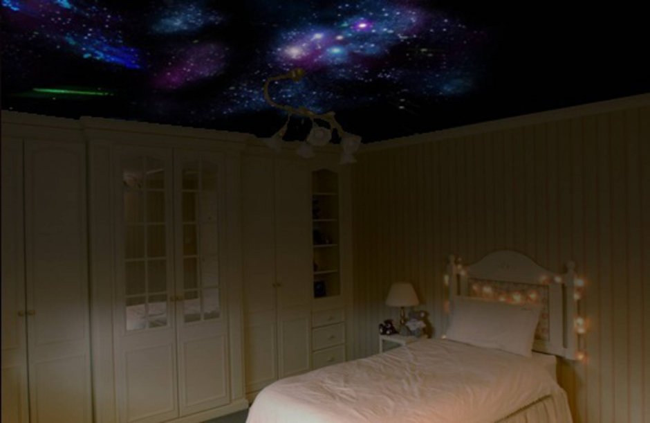 Потолки из гипсокартона с подсветкой для спальни звездное небо