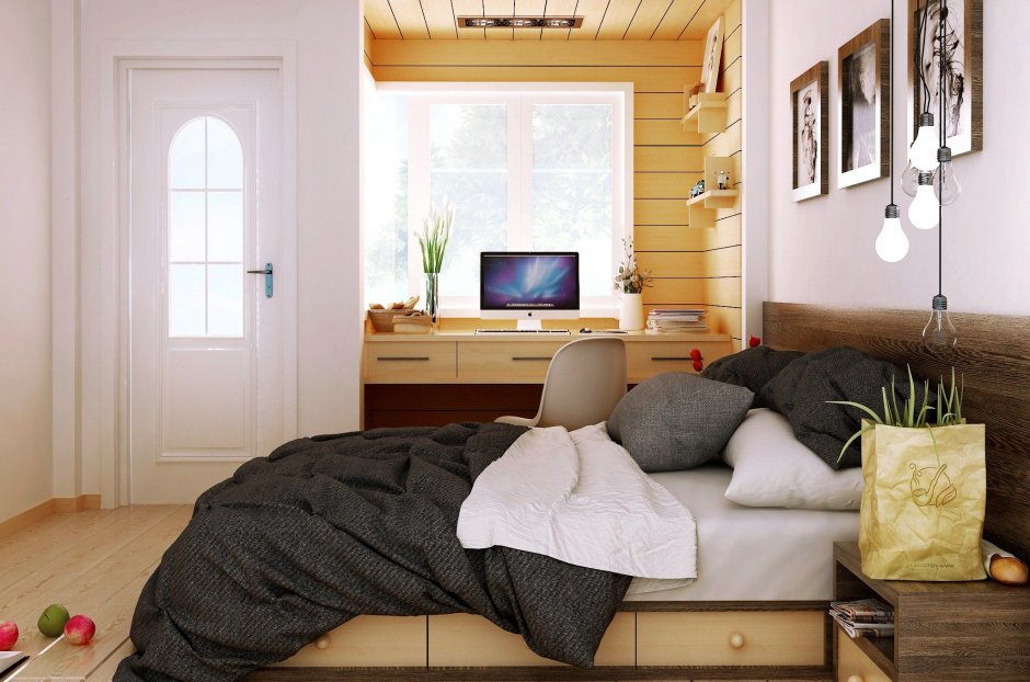 Маленькая спальня интерьер с компьютером