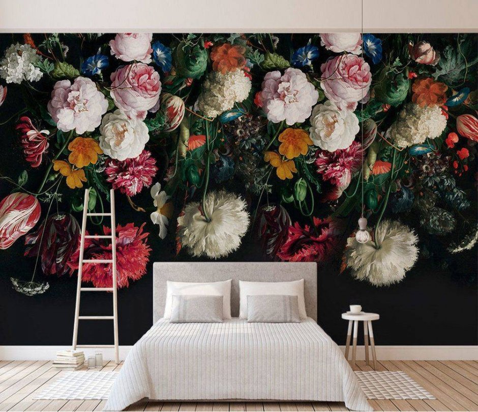 Фотообои стена и цветы