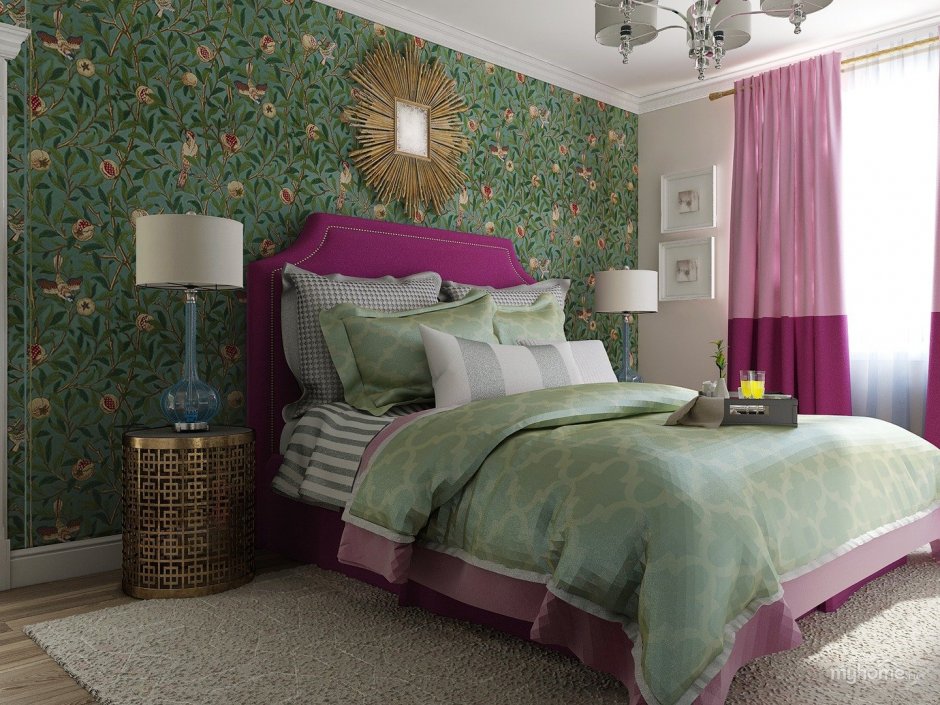 Спальня в салатовом цвете