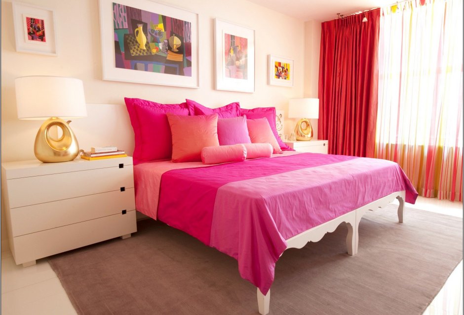 Спальня в розово зеленых тонах (33 фото)