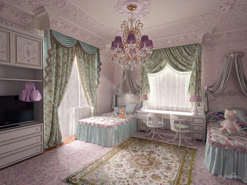 Детские комнаты для девочек в классическом стиле