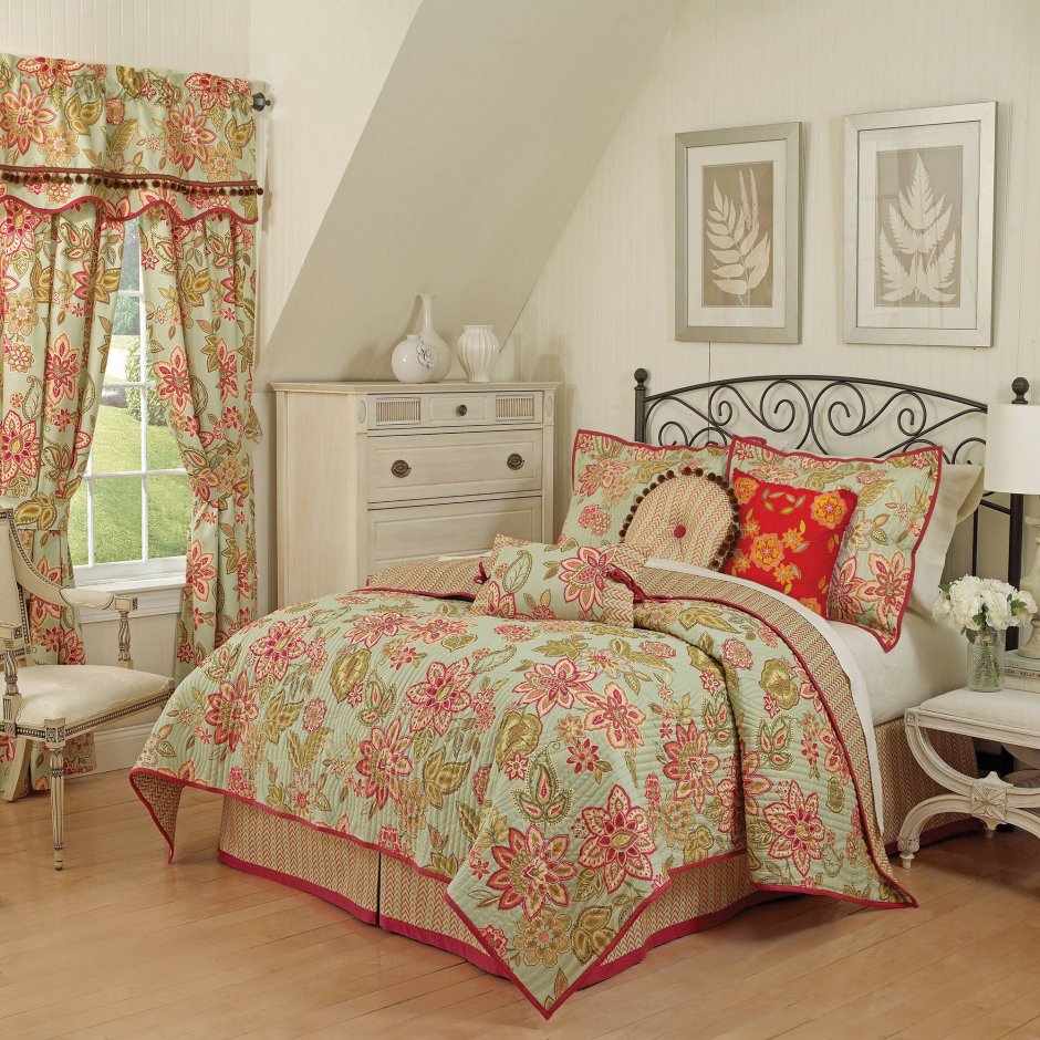 Дизайн комнаты спальной в стиле пэчворк розовый стиль