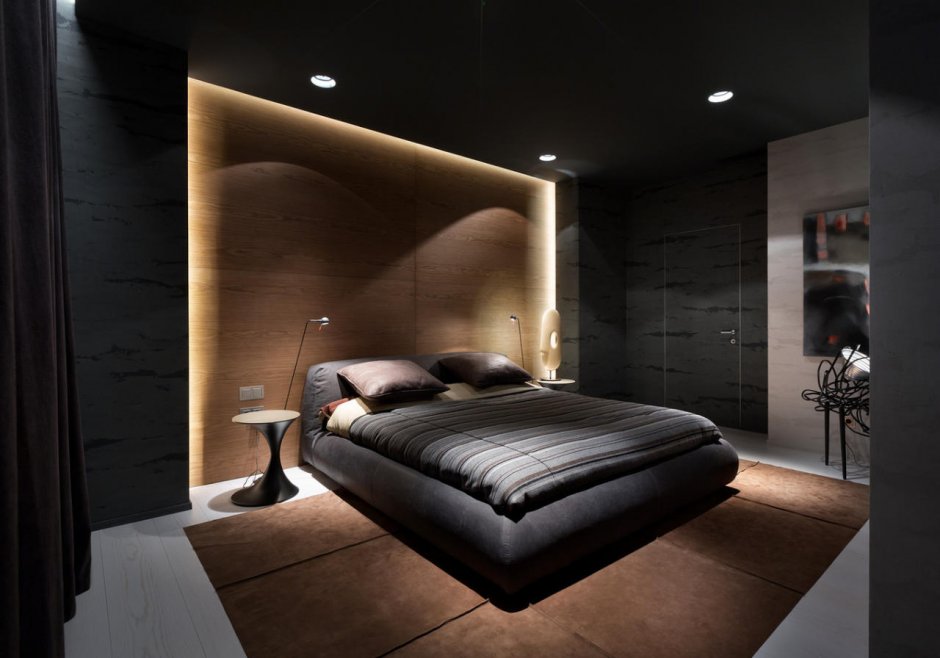 Спальни черные в минималистическом стиле