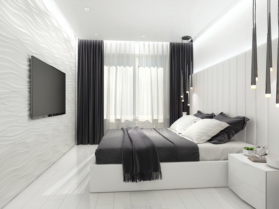 Дизайн спальни черно-белый Минимализм