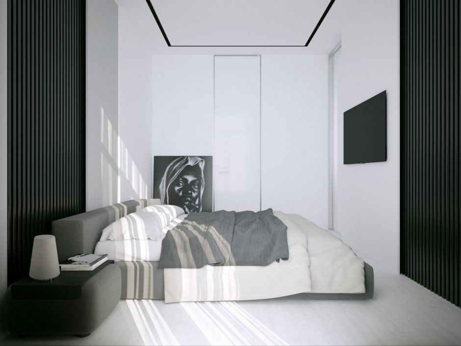 Тёмная спальня в стиле Модерн Минимализм