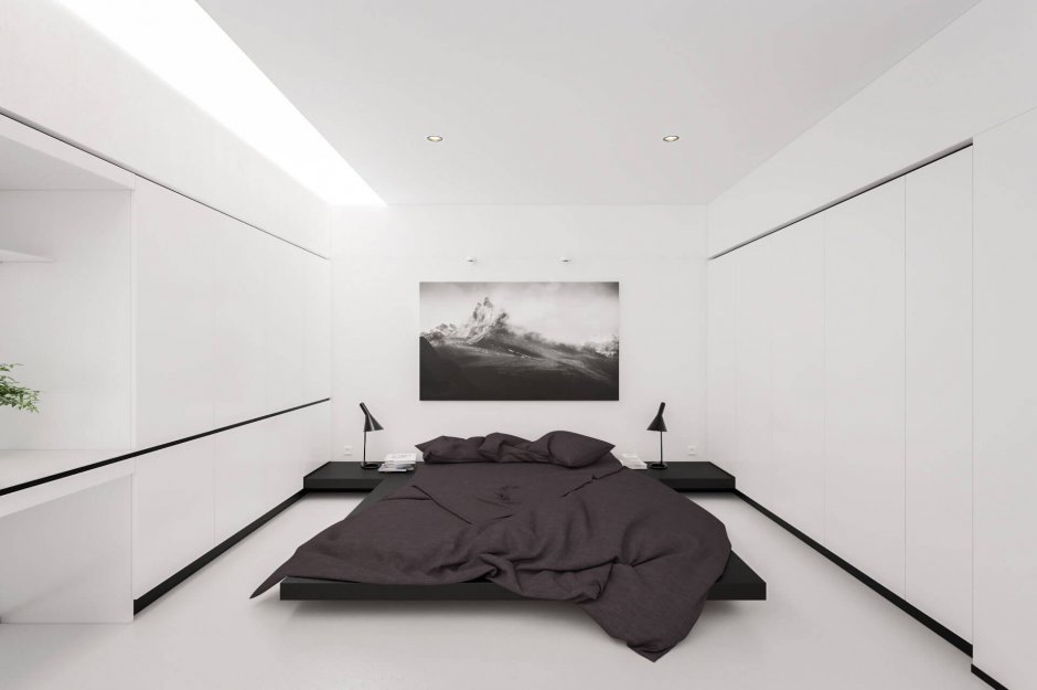 Спальня в современном стиле в темных тонах