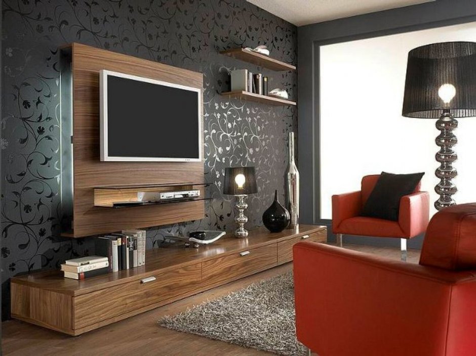 Современная спальня с телевизором