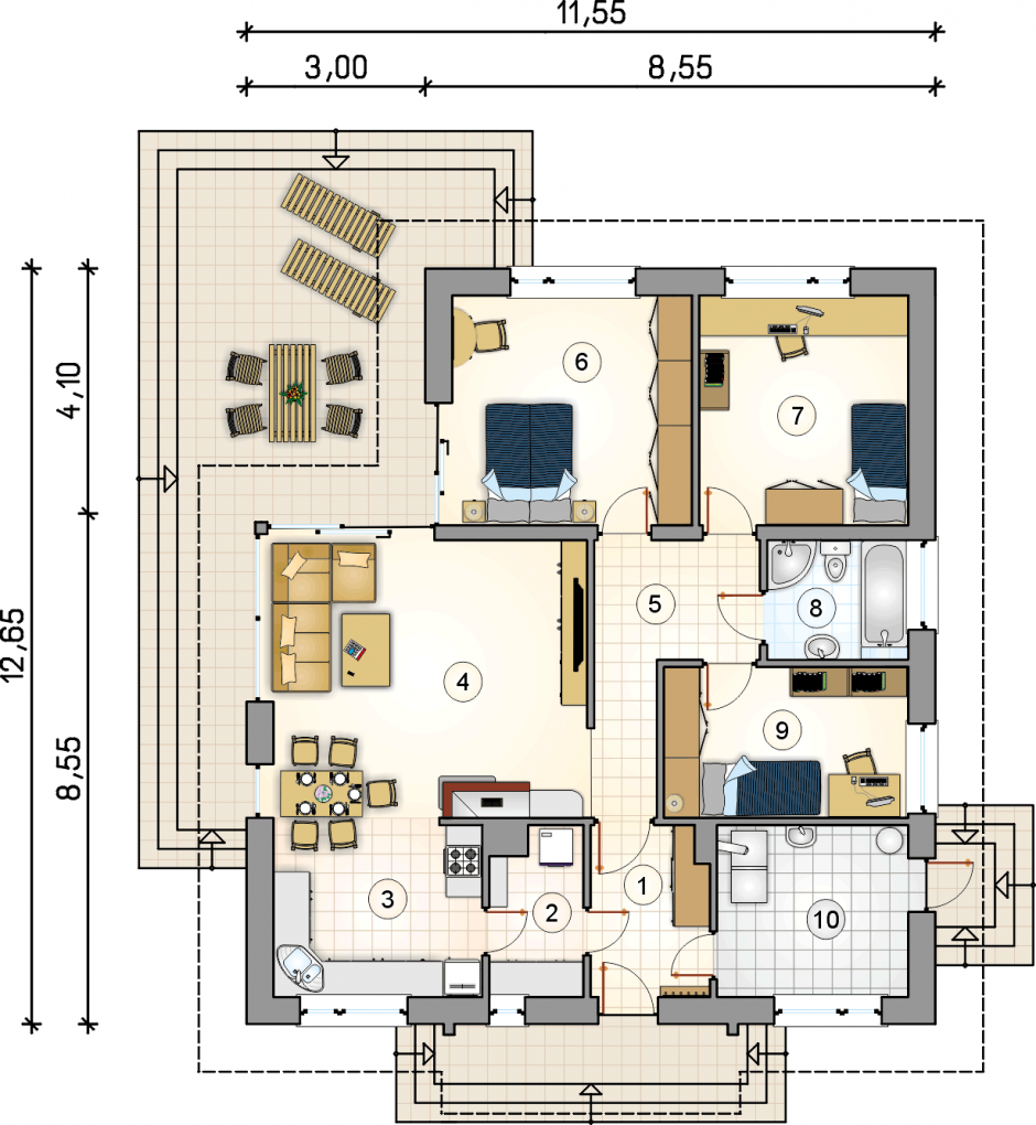 Планировка одноэтажного дома 240 кв