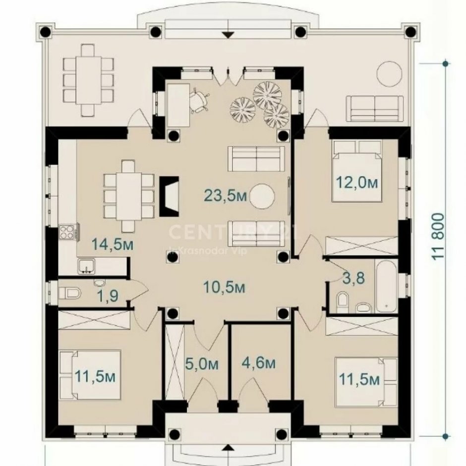 Планировки домов одноэтажных с 3 спальнями