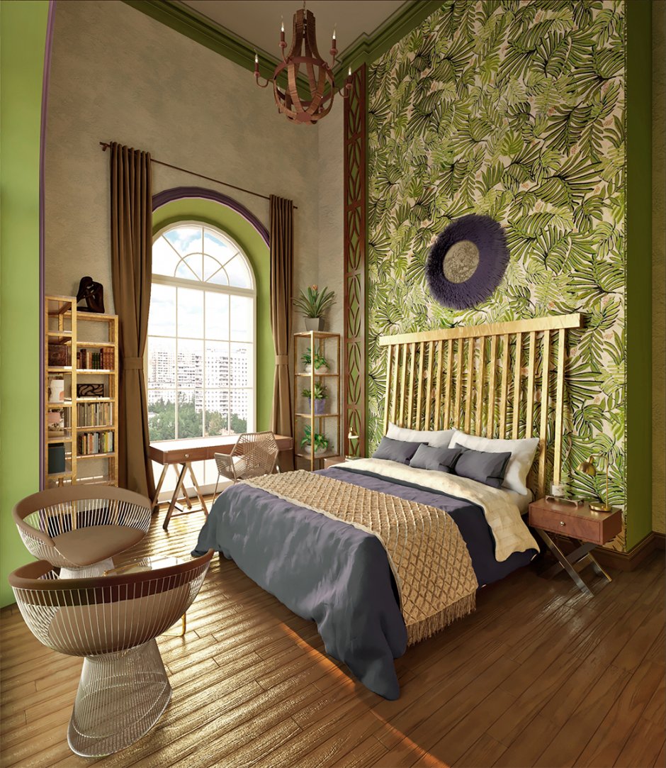 Комната в тропическом стиле спальня