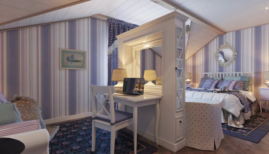 Спальня в бело голубых тонах в стиле Прованс