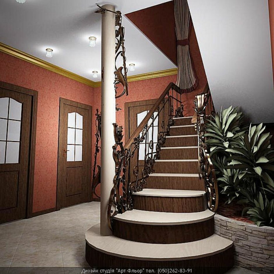 Холл с лестницей в частном доме