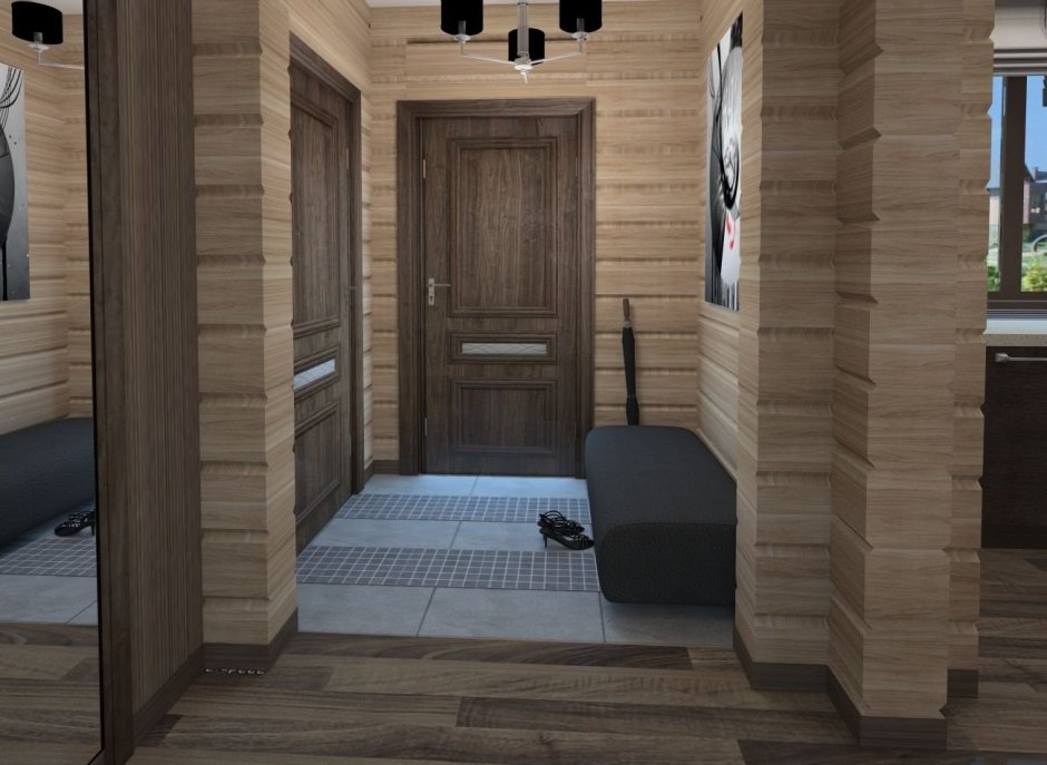 Деревянный коридор в частном доме