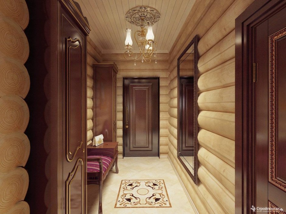 Интерьер коридора в деревянном доме