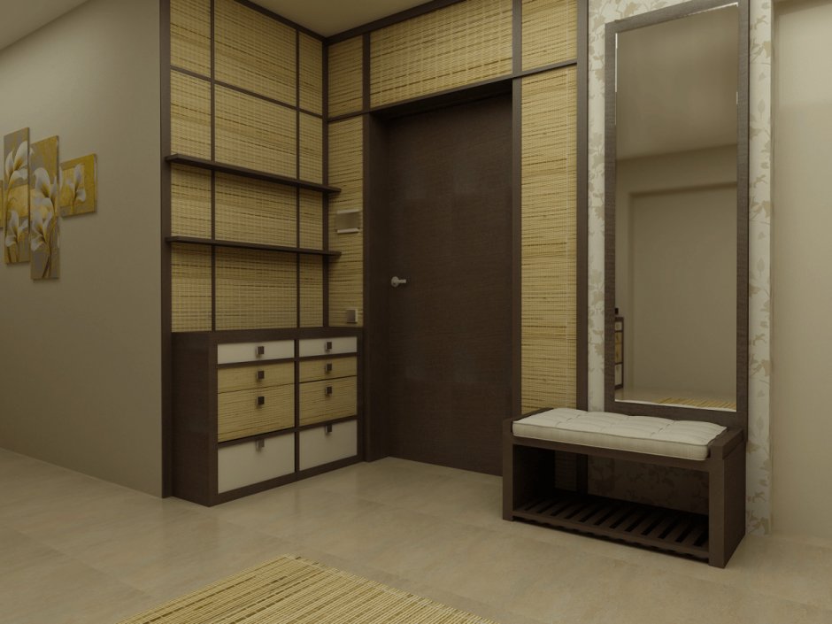 Шкаф в прихожую в японском стиле