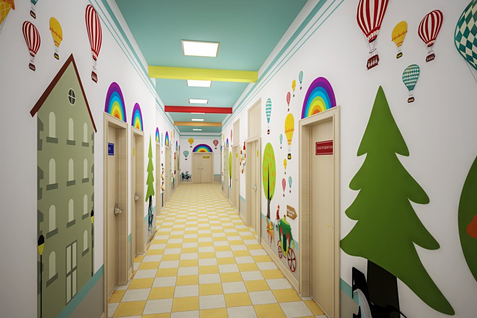 Дизайн проект детского сада коридор