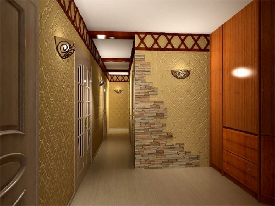 Стеклянная мозаика в коридоре