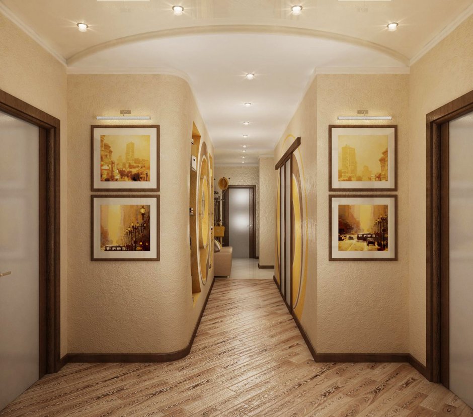 Современная живопись в классическом коридоре интерьере