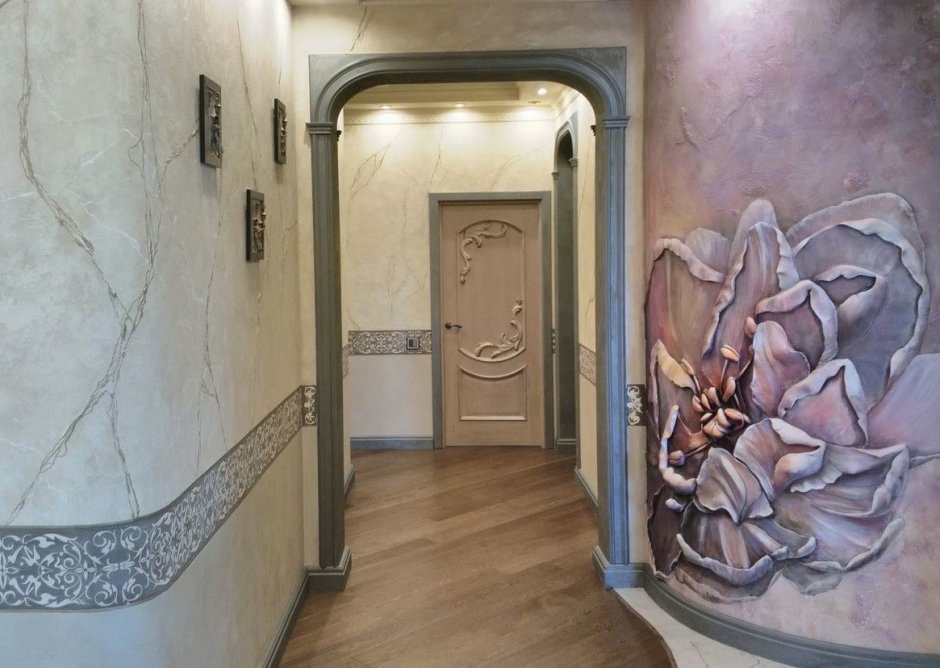 Декоративная покраска стен в коридоре (32 фото)