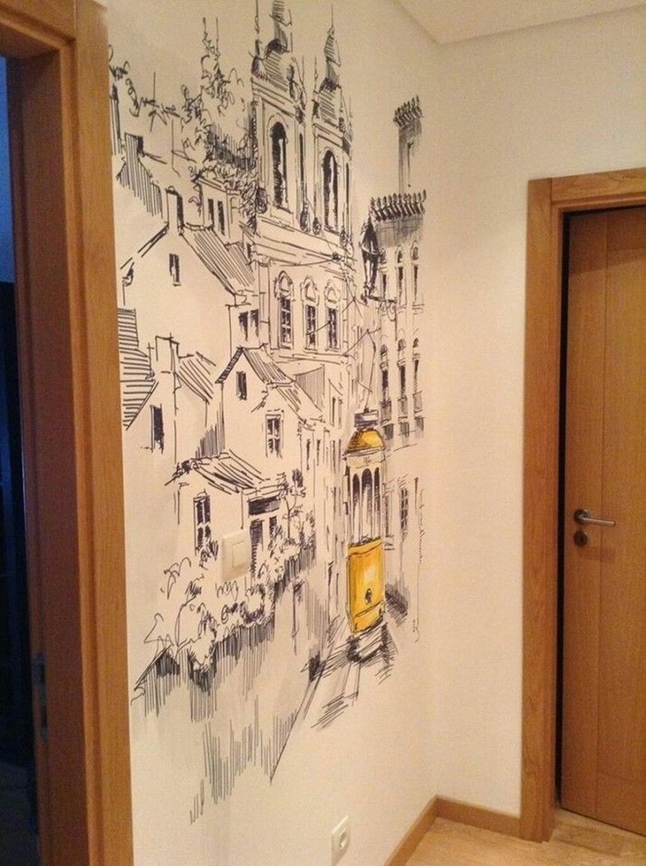 Рисунок на стене в коридоре