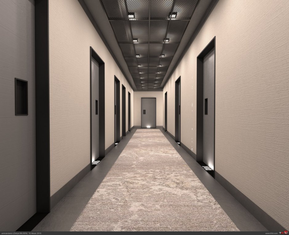 Длинный офисный коридор