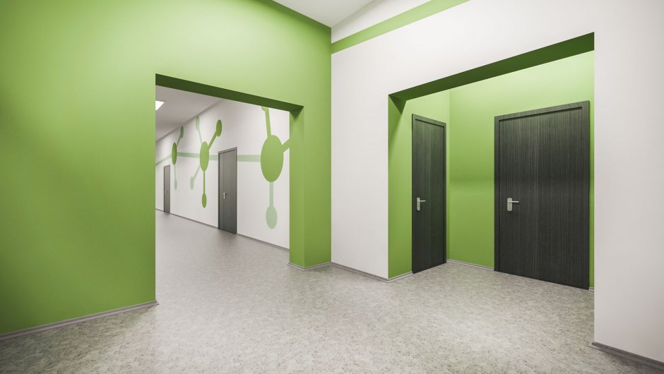 Покраска стен коридора в школе (34 фото)