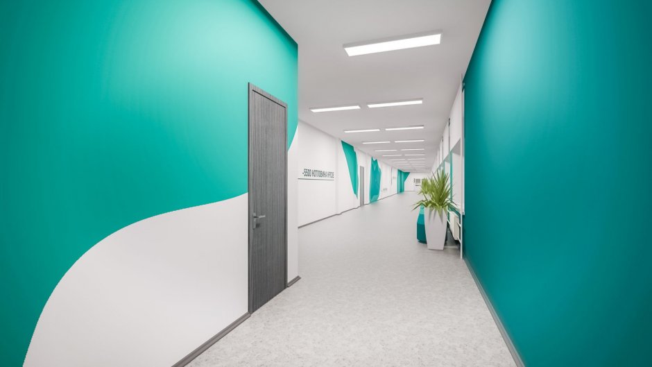 Дизайн покраски стен коридоров в современной школе