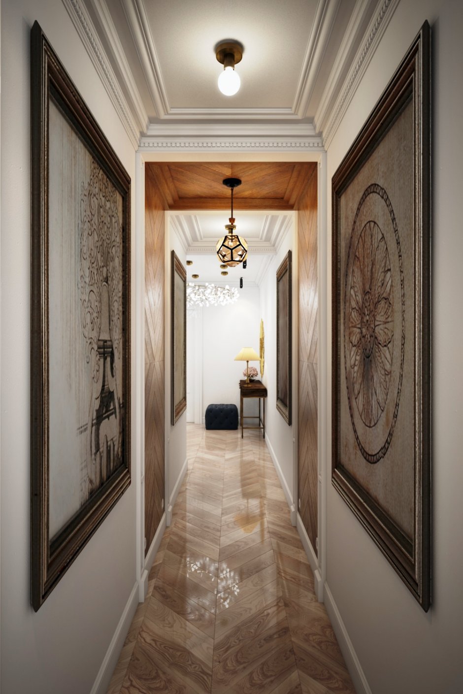 Декор длинного коридора