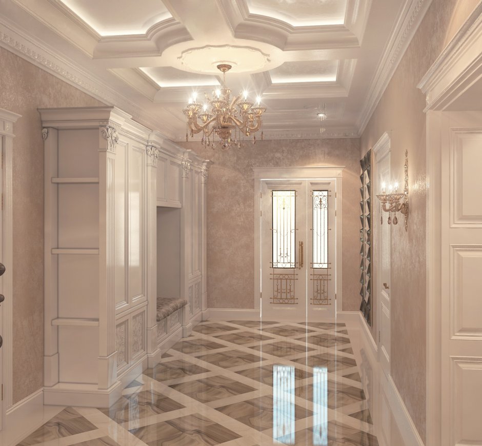 Узкий коридор в классическом стиле