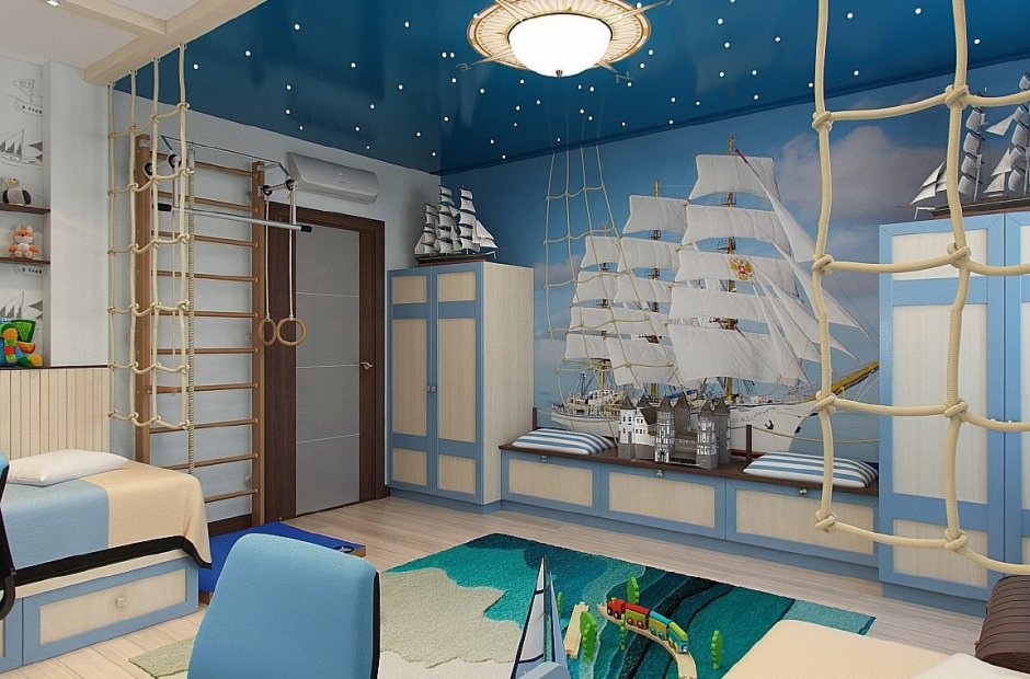 Интерьер детской комнаты в морском стиле