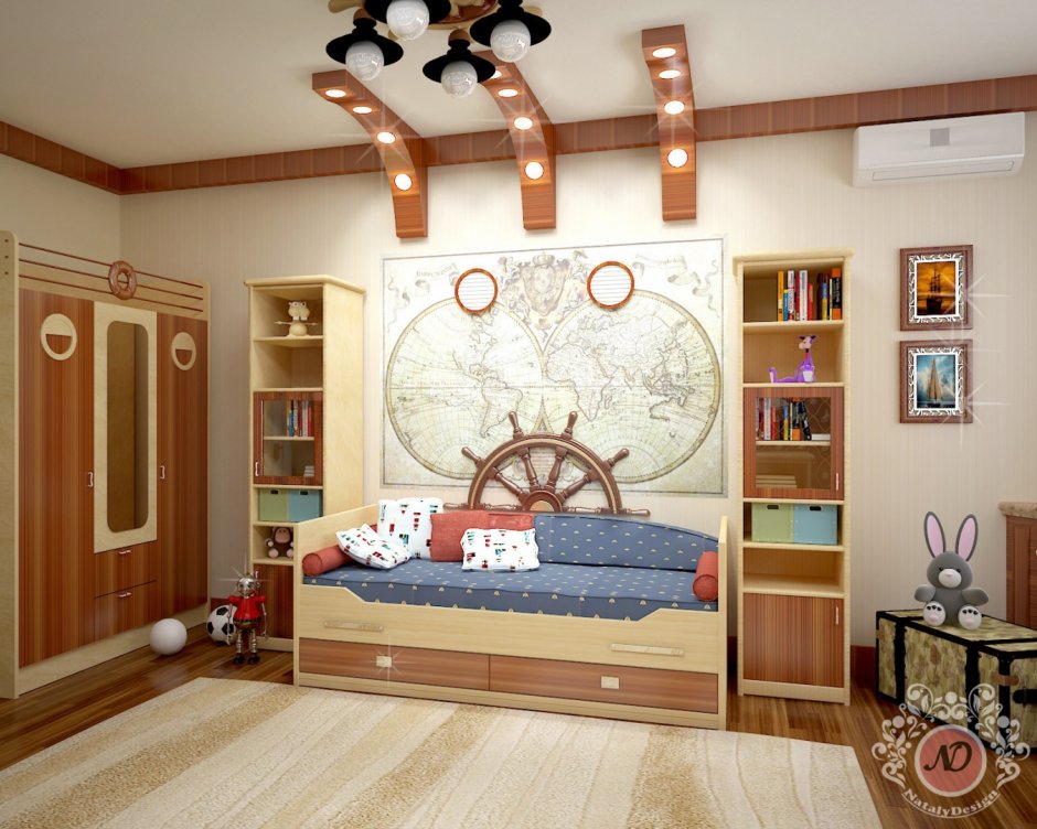 Интерьер детской комнаты для мальчика 8 лет с диваном